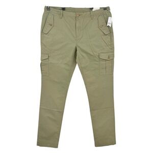 Brooks Brothers Men's Green Stretch Cargo Pants 38x34 Plain Front Tabs Waist NWT